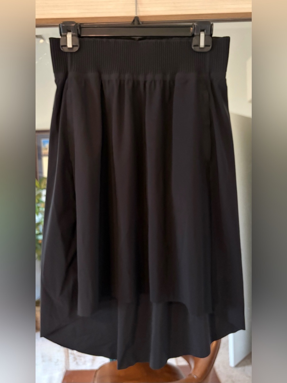 Athleta Cosmic Skirt High Low Hem Black Stretch Nylon size S Small athletic